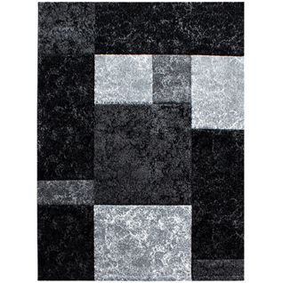 Carre - Tapis Géométrique À Carreaux - Noir Et Gris 120 X 170 Cm