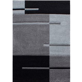 Traits - Tapis Géométrique - Noir Et Gris 120 X 170 Cm