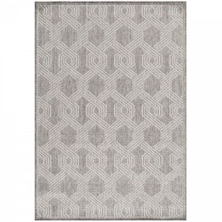 Tress - Tapis Extérieur/intérieur Tissé Plat - Gris et Crème 80 X 250 Cm