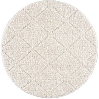 Amore 01 - Tapis Rond à Poils Longs Et Relief Crème 160x160cm