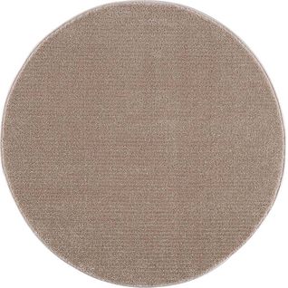 Tara - Tapis Rond Uni Beige À Relief Linéaire 200x200cm