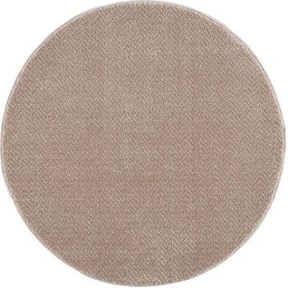 Tara - Tapis Rond Uni Beige à Relief Chevron 160x160cm