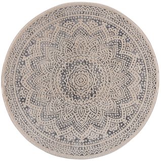 Flät - Tapis Rond Scandinave Tressées Crème Et Gris 160x160cm