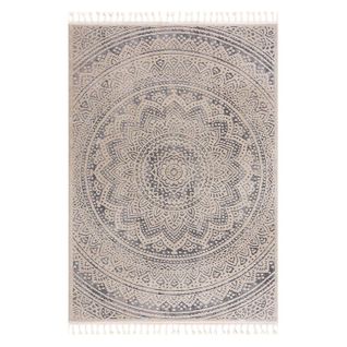 Flät - Tapis Scandinave à Franges Tressées Crème Et Gris 200x290cm