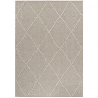 Tapis Effet Jute Naturel À Relief Losanges Beige 120 X 170 Cm