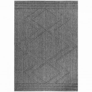 Tapis Effet Jute Naturel à Relief Berbère Gris 240 X 340 Cm