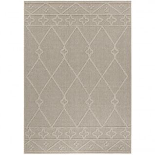 Tapis Effet Jute Naturel à Relief Géométrique Beige 240 X 340 Cm