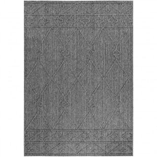 Tapis Effet Jute Naturel à Relief Géométrique Gris 080 X 150 Cm