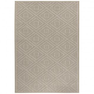 Tapis Effet Jute Naturel à Relief Pavés Beige 140 X 200 Cm