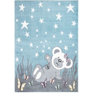 Tapis Pour Chambre D'enfant Ourson Bleu Et Blanc 190x280cm