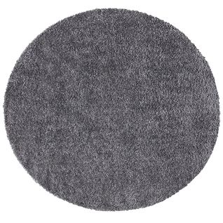 Tapis à Poils Longs Rond Softy Gris Foncé 200x200cm