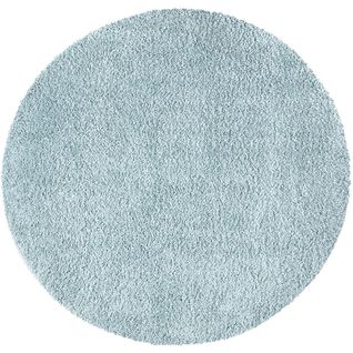 Tapis à Poils Longs Rond Softy Bleu Azur 200x200cm