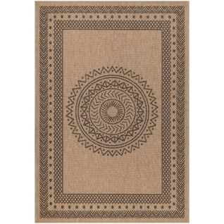 Tapis De Salon Naturel Aspect Jute Motifs Géométrique Beige Et Noir 280x370cm