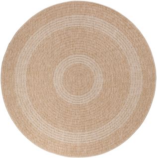 Tapis Rond Naturel Aspect Jute Beige Crème 120x120cm