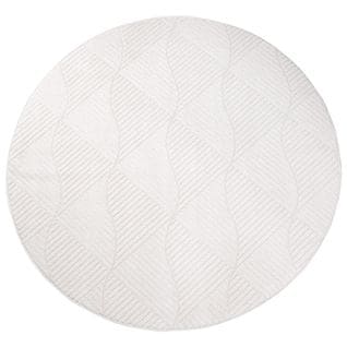 Tara - Tapis Rond À Relief Géométrique Couleur Uni Blanc 120x120cm