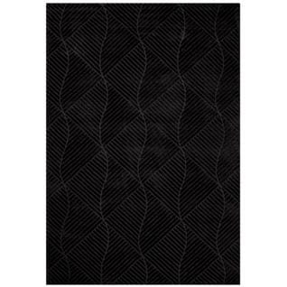 Tara - Tapis De Salon à Relief Géométrique Couleur Uni Noir 80x300cm