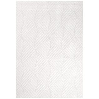 Tara - Tapis De Salon à Relief Géométrique Couleur Uni Blanc 200x290cm