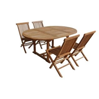 Salento - Ensemble Table Ovale De Jardin Et 4 Chaises En Teck