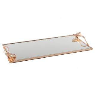 Plateau Rectangulaire Miroir Ginkgo Dore