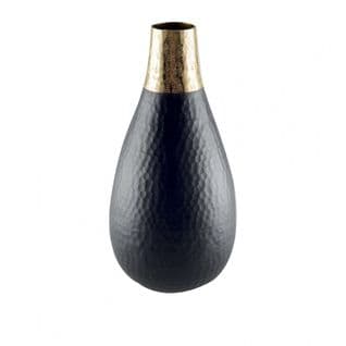 Vase Noir Et Dore 15 X 32 Cm