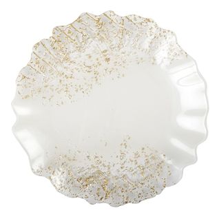 Assiette Plate Blanche Et Doree 32cm Par Boite De - 6