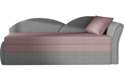 Banquette Lit Gigogne En Tissu De Qualité Rose Et Gris, Accoudoir Droit Agata