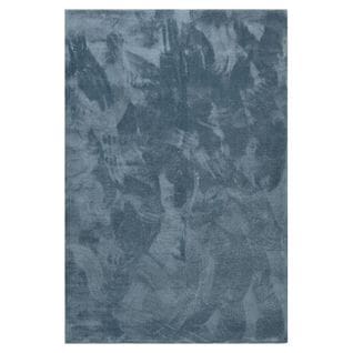 Tapis Uni Bleu Canard Lavable Doux - Loft Bleu - 80x150 Cm