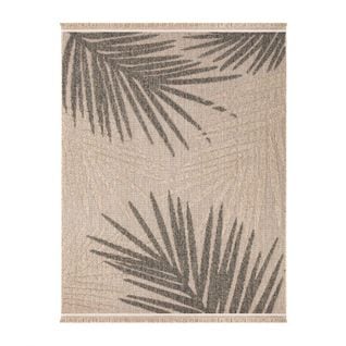 Tapis Extérieur Intérieur Effet Jute Feuille Cassis 91 Beige - 200x290 Cm