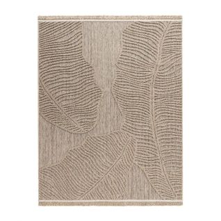 Tapis Extérieur Intérieur Effet Jute Feuille Beige Cassis 96 Beige - 200x290 Cm