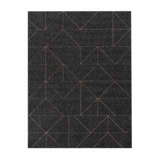 Tapis Extérieur Intérieur Géométrique Noir - Bodrum 26 Noir - 120x170 Cm