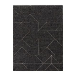 Tapis Extérieur Intérieur Géométrique Noir - Bodrum 26 Noir - 160x230 Cm