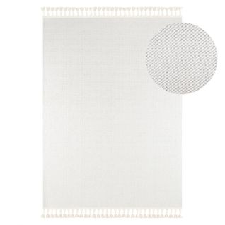 Tapis Tissé Effet Laine Blanc Efes 03 Blanc - 80x300 Cm