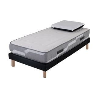 Ensemble Matelas Ressorts Ensachés Select - 90x190cm Avec 1 Oreiller Visco 60x60 Et Sommier Noir