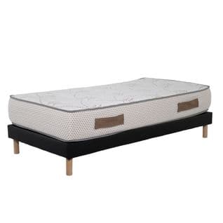 Ensemble Matelas Mousse Cosmos White - 90x190cm - Accueil Mémoire De Forme Et Sommier Noir