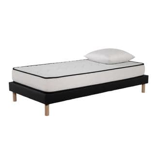 Ensemble Matelas Mousse Confort 90x190cm - Mousse  - 1 Oreiller 60x60 Et Sommier Noir