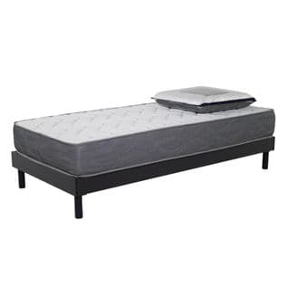 Ensemble Matelas Luxe Mousse - 90x190cm Avec 1 Oreiller Visco 60x60 Et Sommier Kit Gris