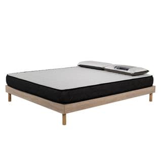 Ensemble Matelas Mousse Memory - 160x200cm Et 2 Oreillers 70x40 - Sommier Kit Couleur Chêne