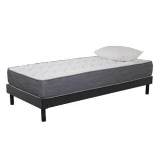 Ensemble Matelas Mousse Luxe - 90x190 Et 1 Oreiller Mémoire 50x70 - Sommier Kit Gris