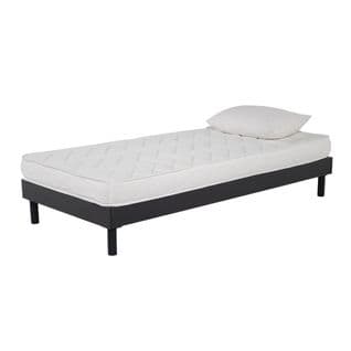 Ensemble Matelas Mousse Eco - 90x190 Et 1 Oreiller Flocons Mémoire 50x70 - Sommier Kit Gris