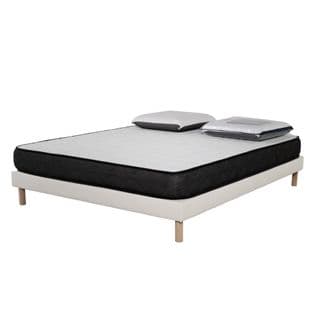 Ensemble Matelas Mousse Acceuil Mémoire Memory - 160x200 - 2 Oreiller Visco 60x60 Et Sommier Blanc