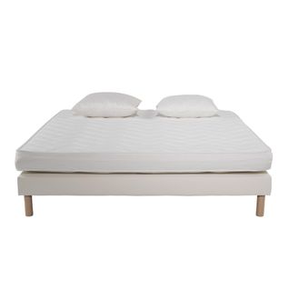 Ensemble Matelas Mousse Eco - 160x200 - 2 Oreillers Mémoire 60x60  - Sommier Tapissier Blanc