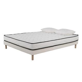 Ensemble Matelas Mousse Eco - 140x190cm Et 2 Oreillers 50x70 - Mousse Et Sommier Blanc