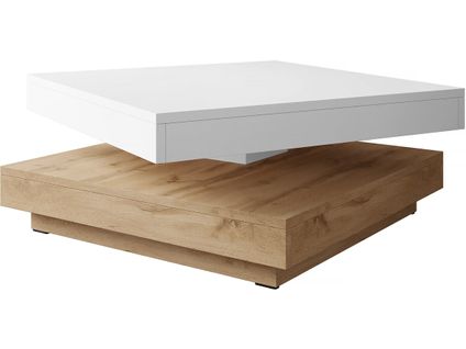 Table Basse Rotative "druzjan" - 70 X 70 X 34 Cm - Marron/blanc