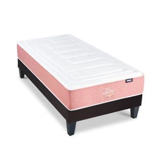 Ensemble Lilas 90x190 Cm Matelas Mousse + Sommier Bois