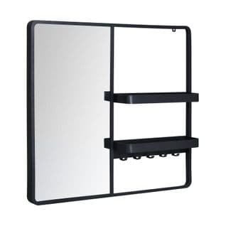 Miroir D'entrée En Métal Noir L90 X H80 Cm Wilko