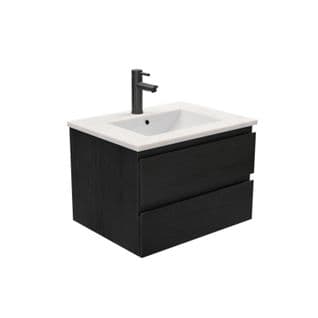 Ensemble Meubles De Salle De Bain 2 Pièces Décor Chêne Carbone 60 cm Sorrento