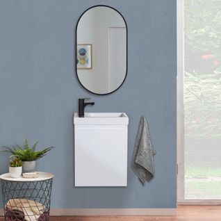 Meuble Lave-mains Lisa Blanc + Miroir Ovale