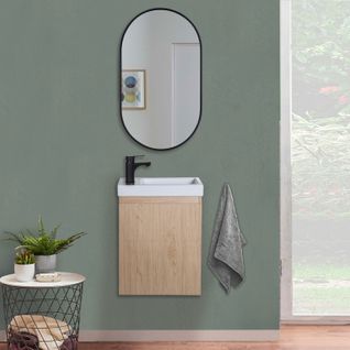 Meuble Lave-mains Lisa Décor Chêne + Miroir Ovale