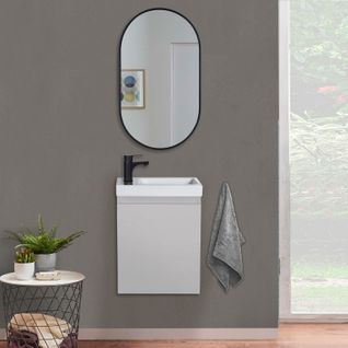 Meuble Lave-mains Lisa Gris Sable + Miroir Ovale