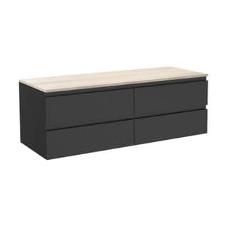 Meuble Double Vasque 120cm Avec Plan Bois Sorrento Noir